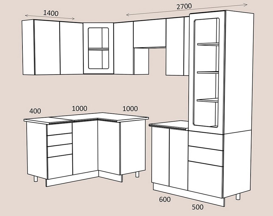 Размеры элементов модульной мебели для кухни София
